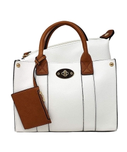 Faux Leather Mini Satchel Crossbody Bag WU061 WHITE
